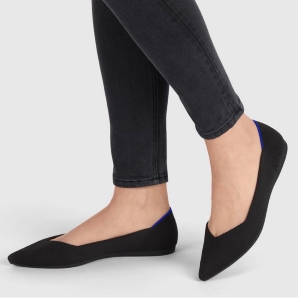 Rothy's The Point Pointed Toe Flats Black Shoes 7.5 Classic Blue Halo Women’s